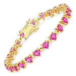 Heart Prong Set Amethyst Diamond Accent Tennis Bracelet