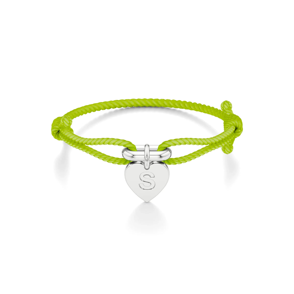 Adjustable Thread Bracelet with Heart Initial Charm
