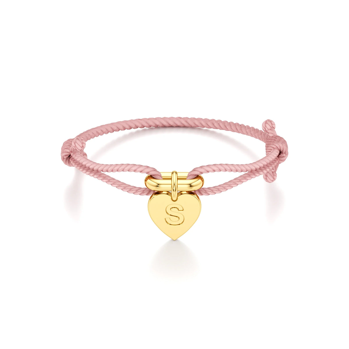 Adjustable Thread Bracelet with Heart Initial Charm