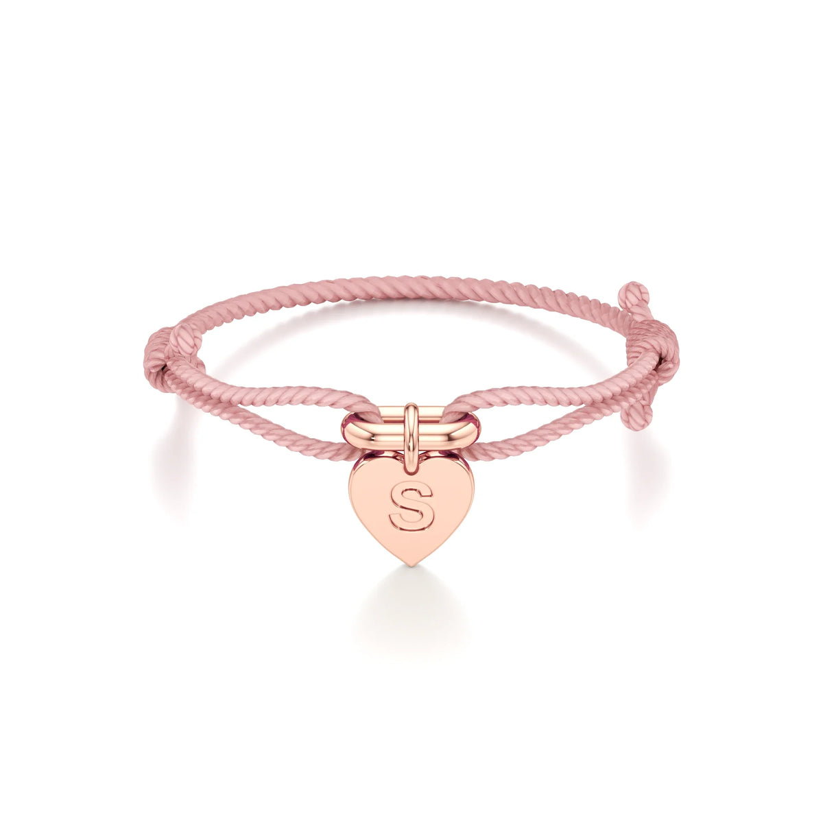 Adjustable Thread Bracelet with Heart Initial Charm