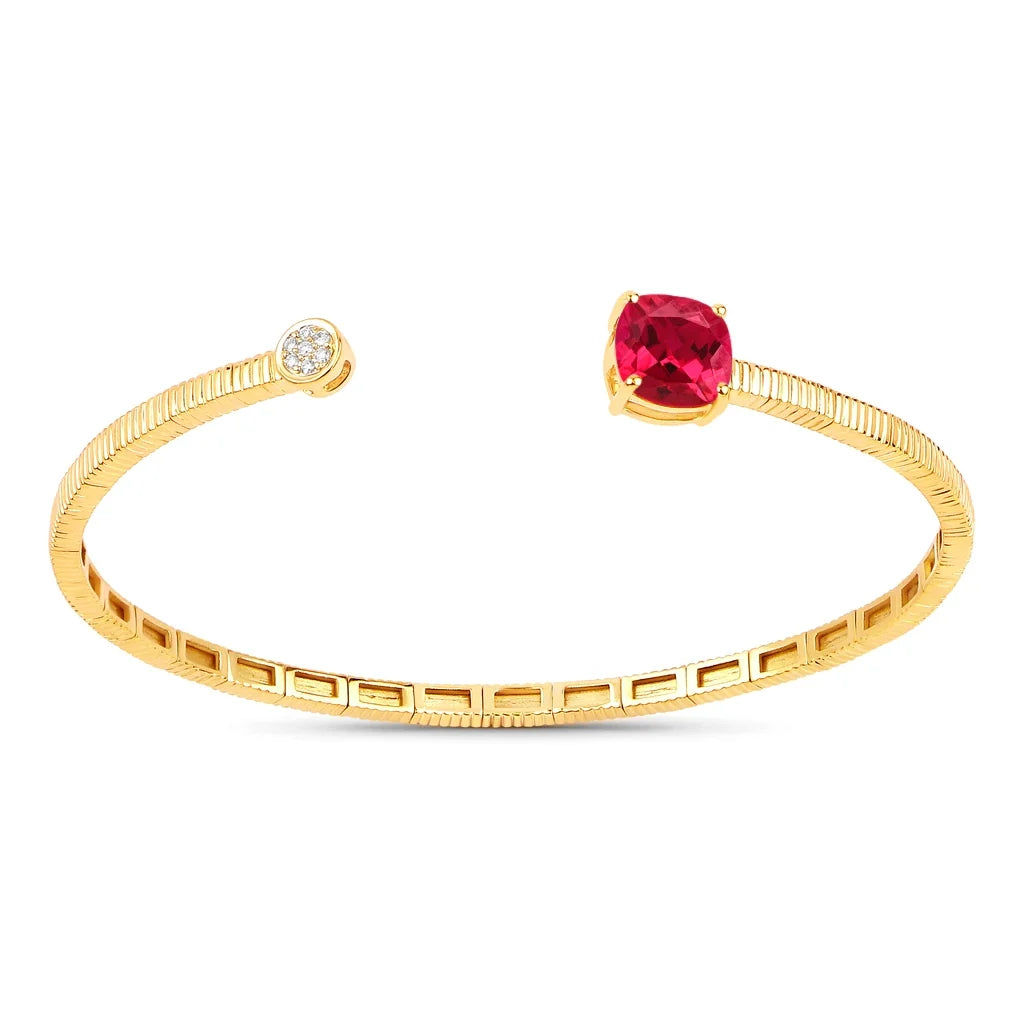 Cushion Prong Set Amethyst Diamond Accent Bangle