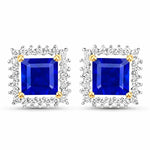 Square Cut Diamond Halo Stud Earrings