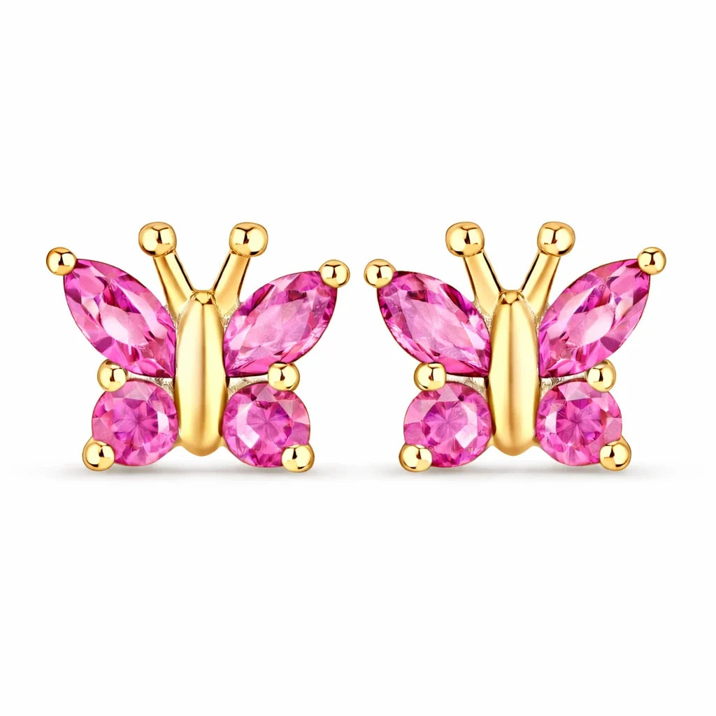 Marquise Round Cut Butterfly Stud Earrings