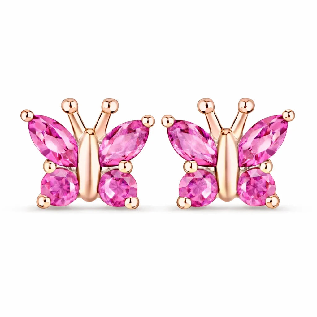 Marquise Round Cut Butterfly Stud Earrings