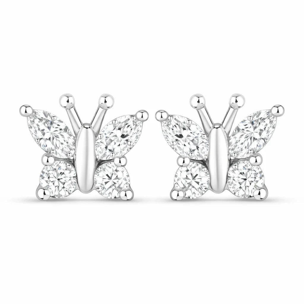 Marquise Round Cut Butterfly Stud Earrings