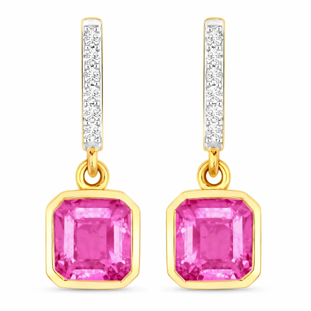 Octagon Cut Diamond Accent Drop Earrings