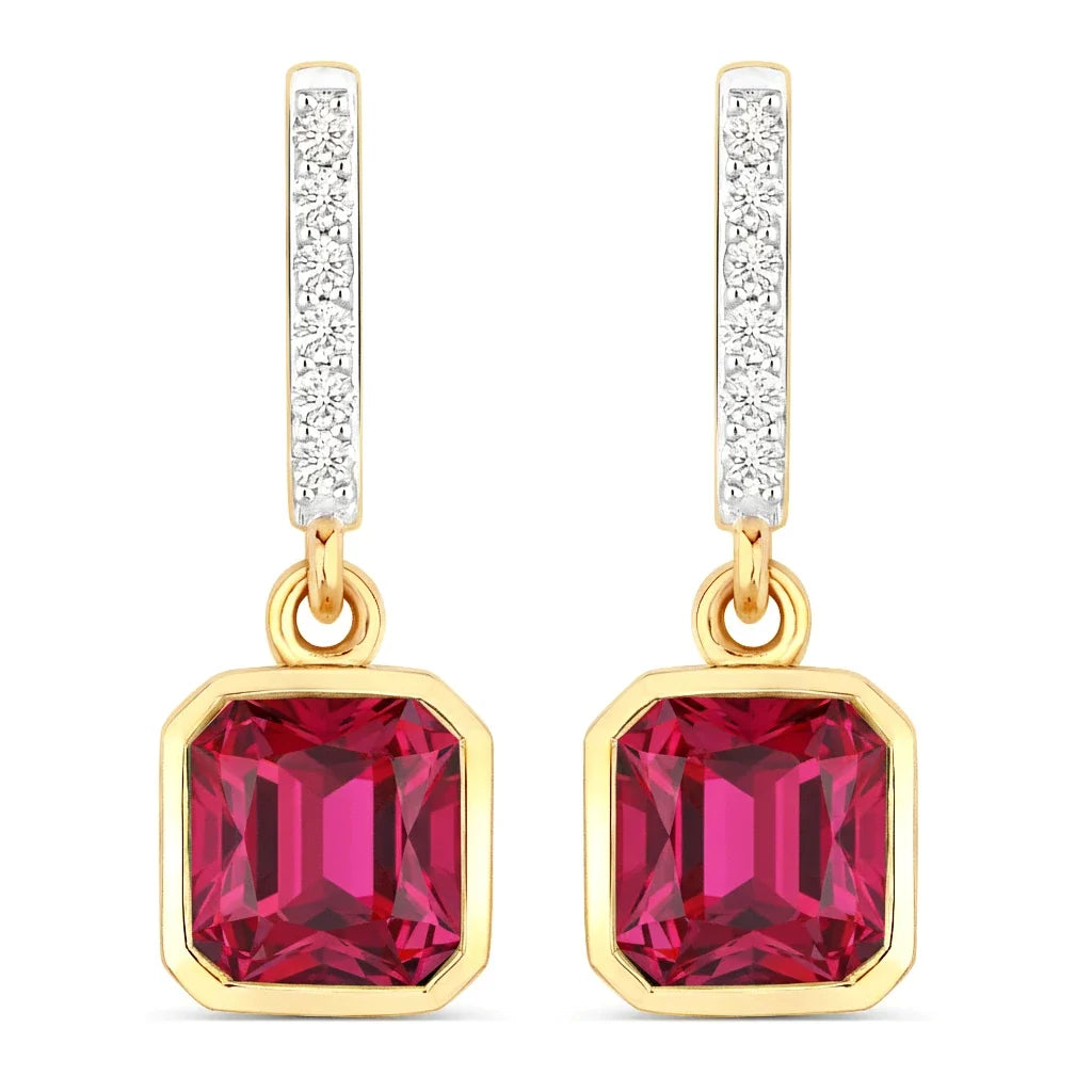 Octagon Cut Diamond Accent Drop Earrings