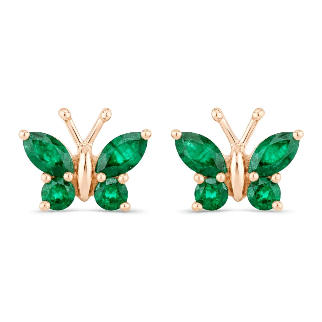 Marquise Round Cut Butterfly Stud Earrings