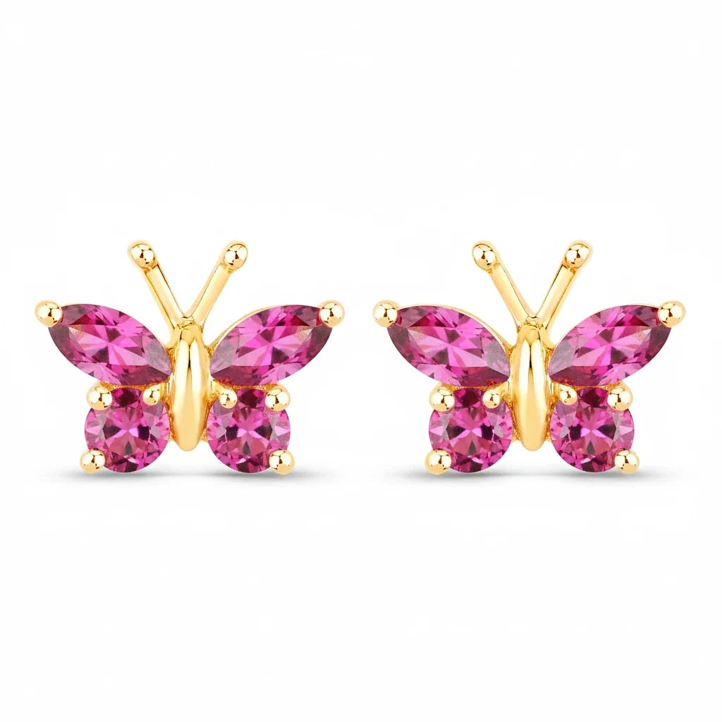 Marquise Round Cut Butterfly Stud Earrings