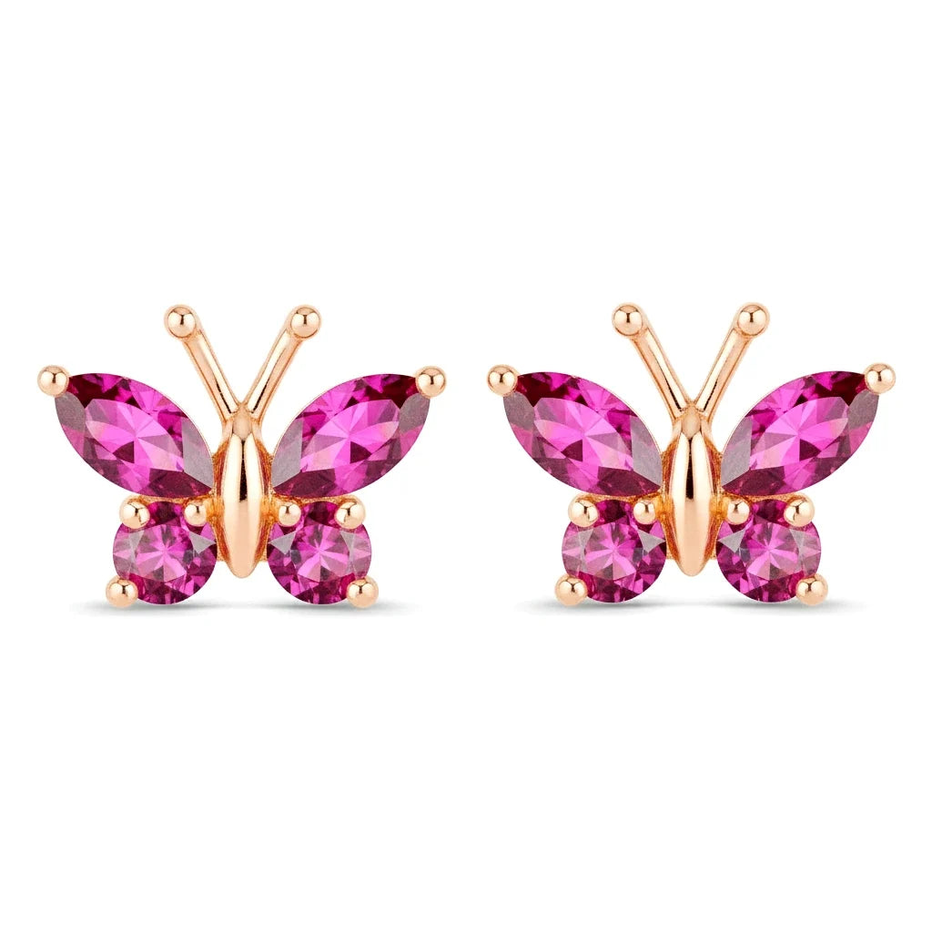 Marquise Round Cut Butterfly Stud Earrings