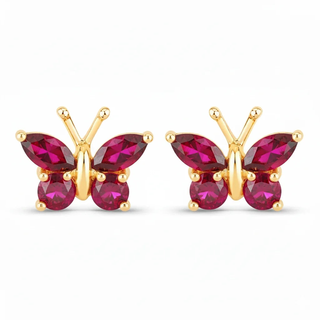 Marquise Round Cut Butterfly Stud Earrings