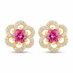 Round Cut Diamond Flower Stud Earrings