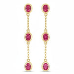 Oval Cut Bezel Set Station Drop Earrings