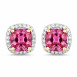 Square Cushion Diamond Halo Stud Earrings