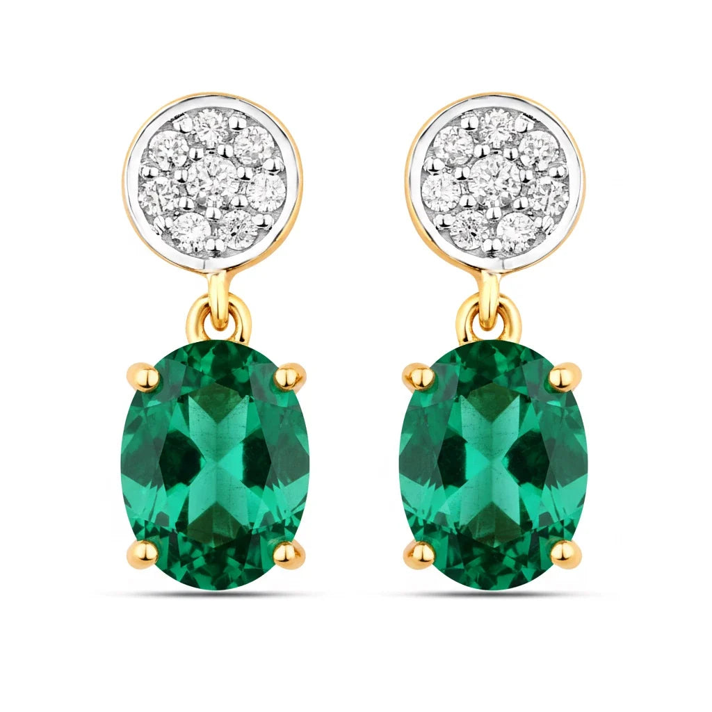 Oval Diamond Accent Drop Earrings