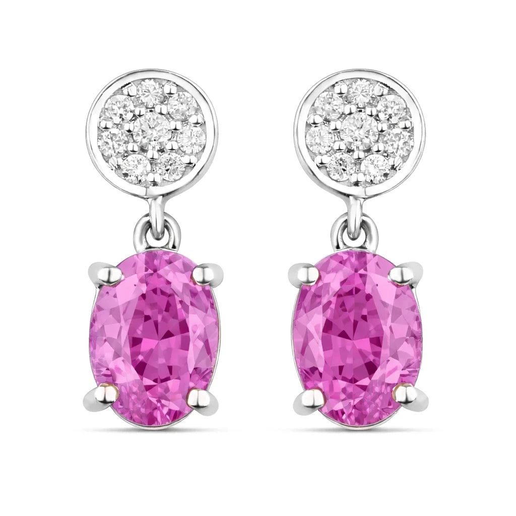 Oval Diamond Accent Drop Earrings