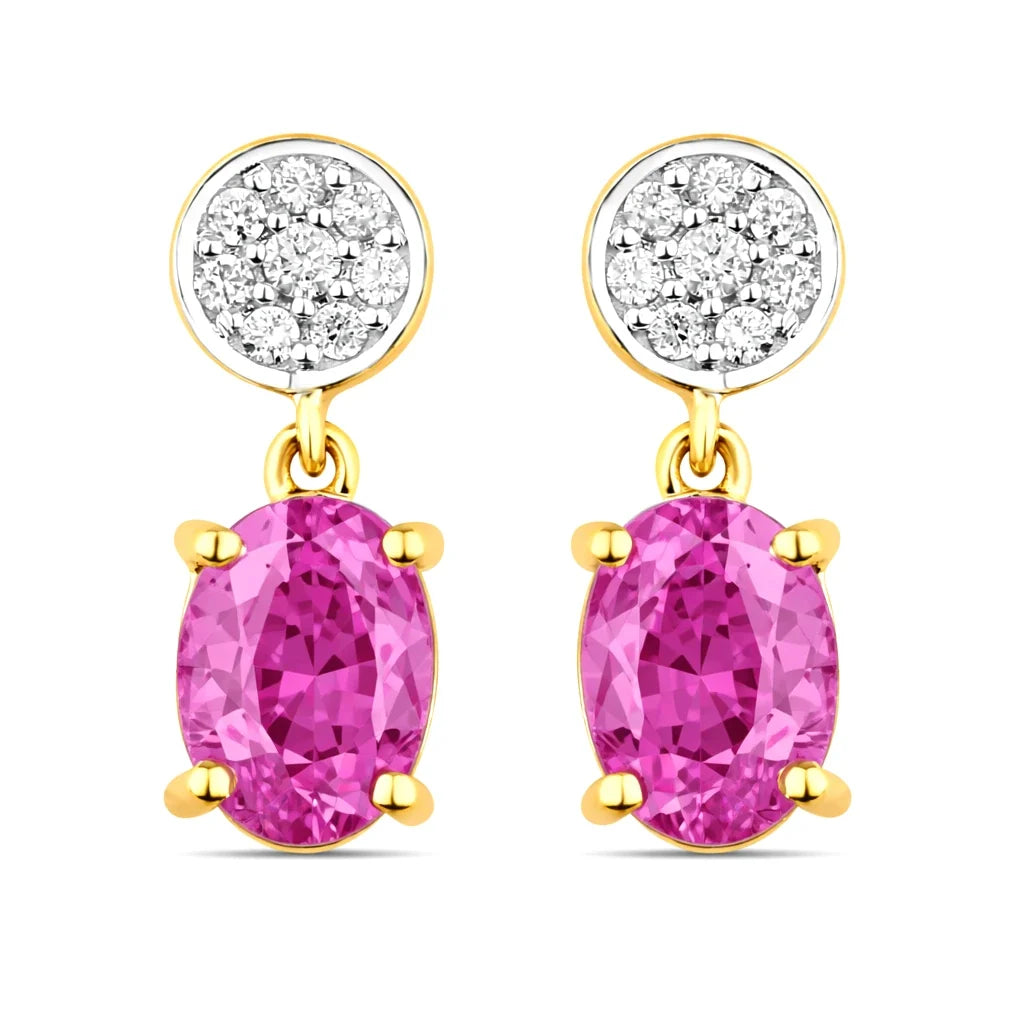 Oval Diamond Accent Drop Earrings
