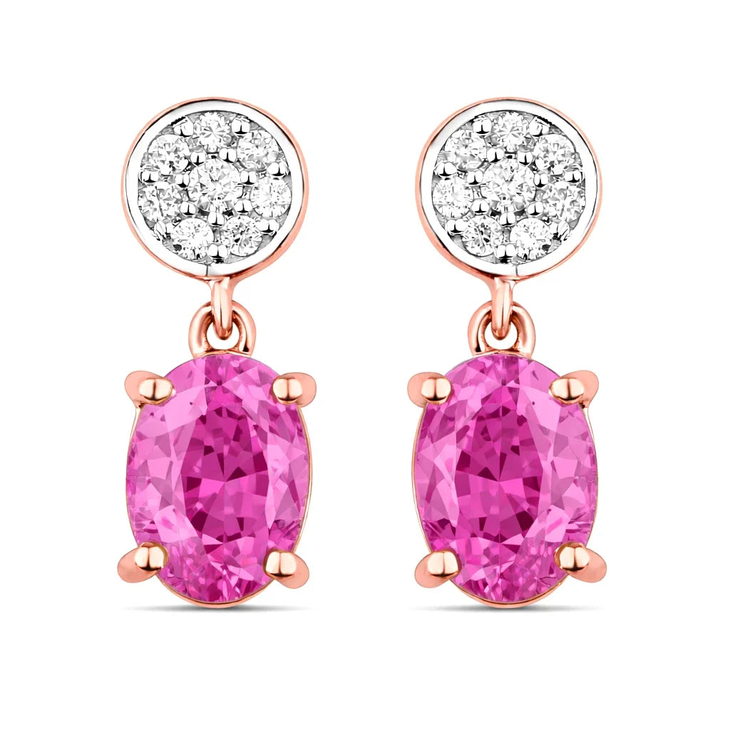 Oval Diamond Accent Drop Earrings