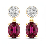 Oval Diamond Accent Drop Earrings
