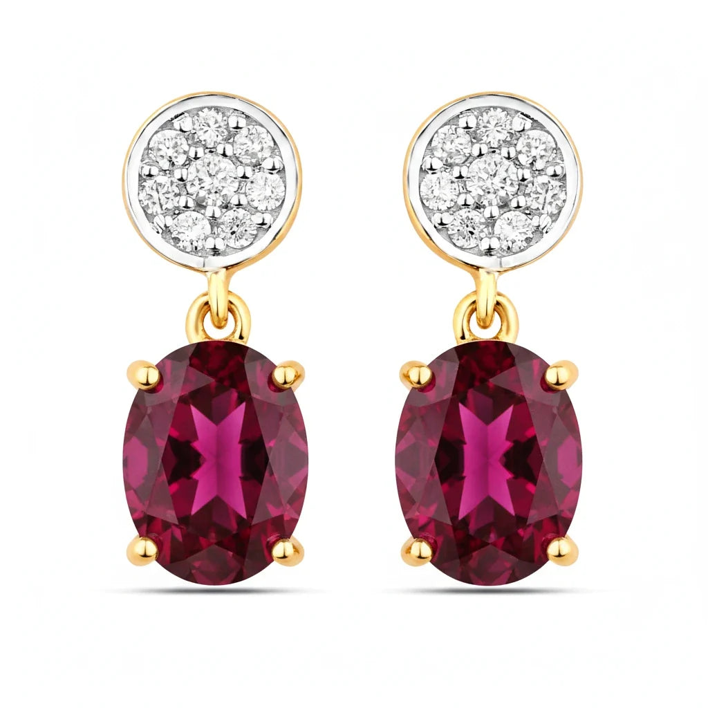 Oval Diamond Accent Drop Earrings