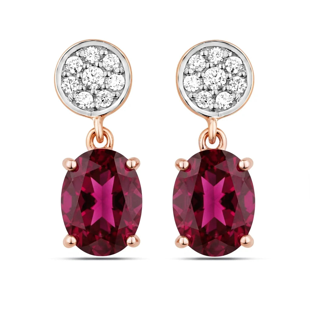 Oval Diamond Accent Drop Earrings