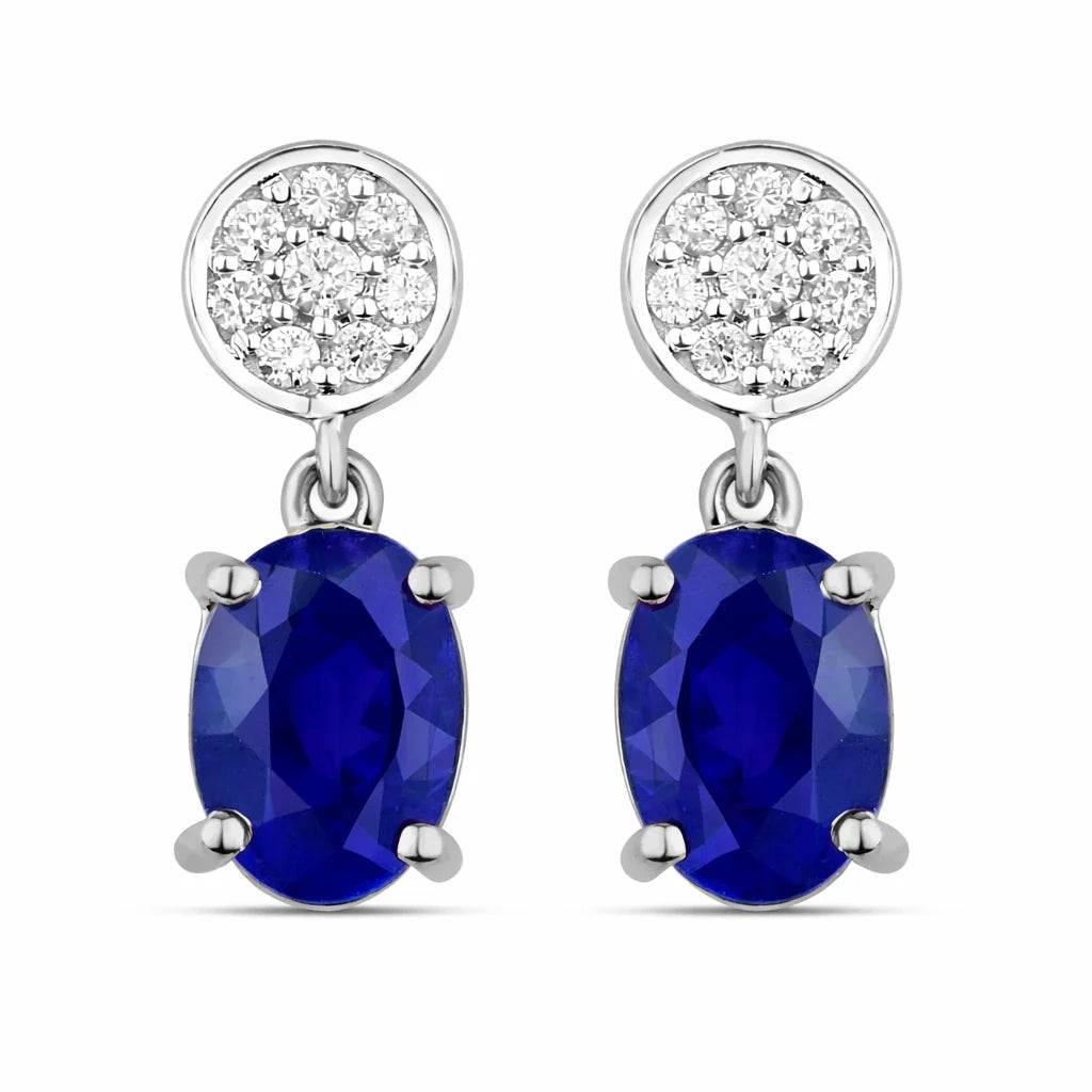 Oval Diamond Accent Drop Earrings