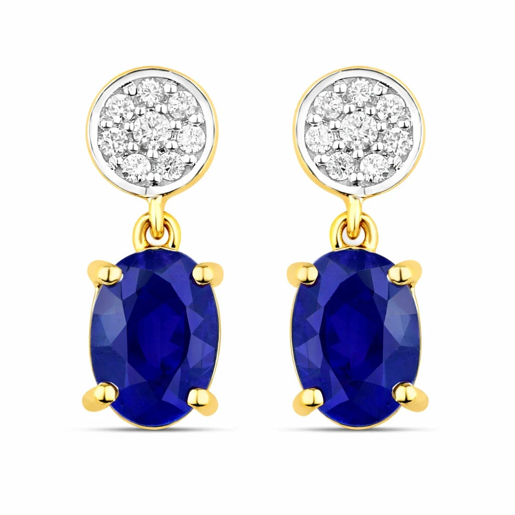 Oval Diamond Accent Drop Earrings