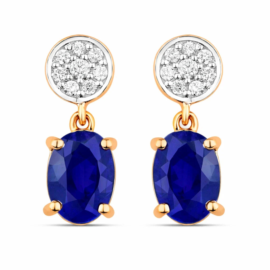 Oval Diamond Accent Drop Earrings