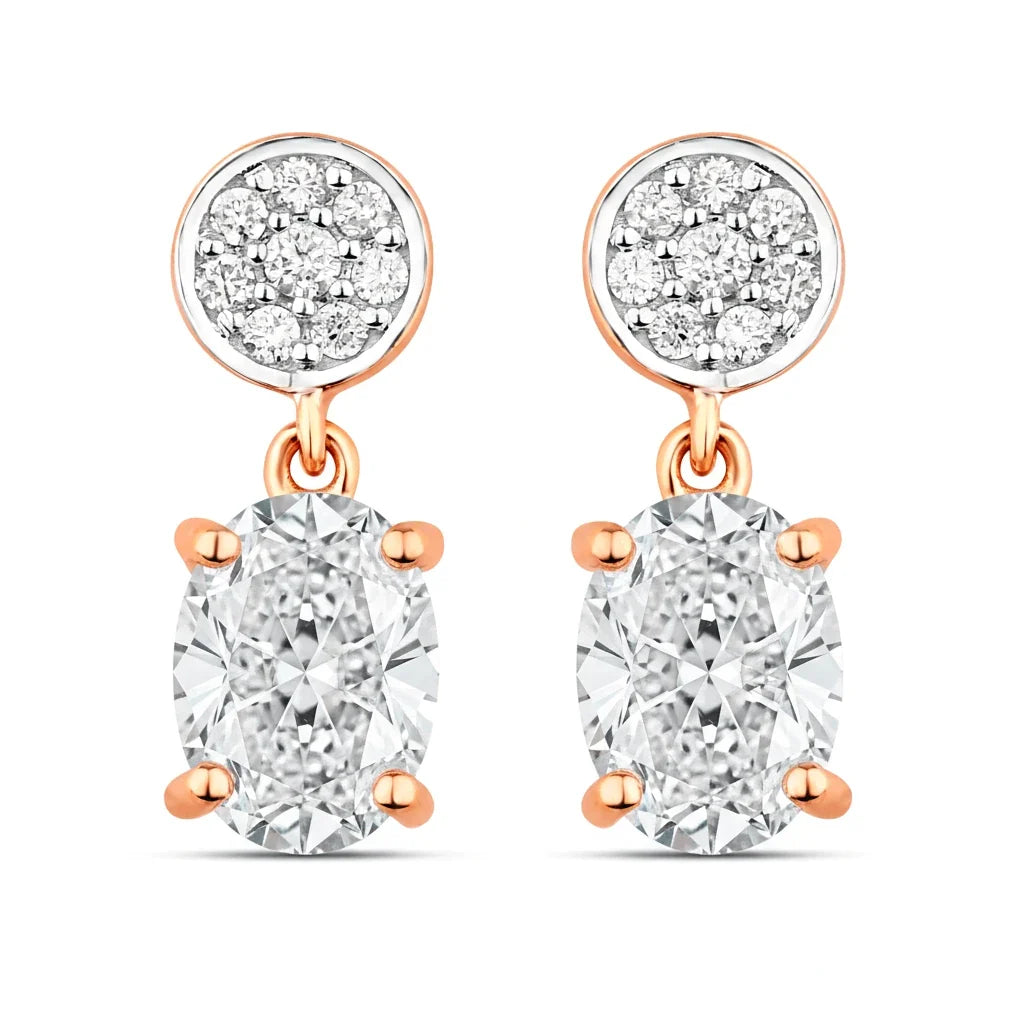 Oval Diamond Accent Drop Earrings
