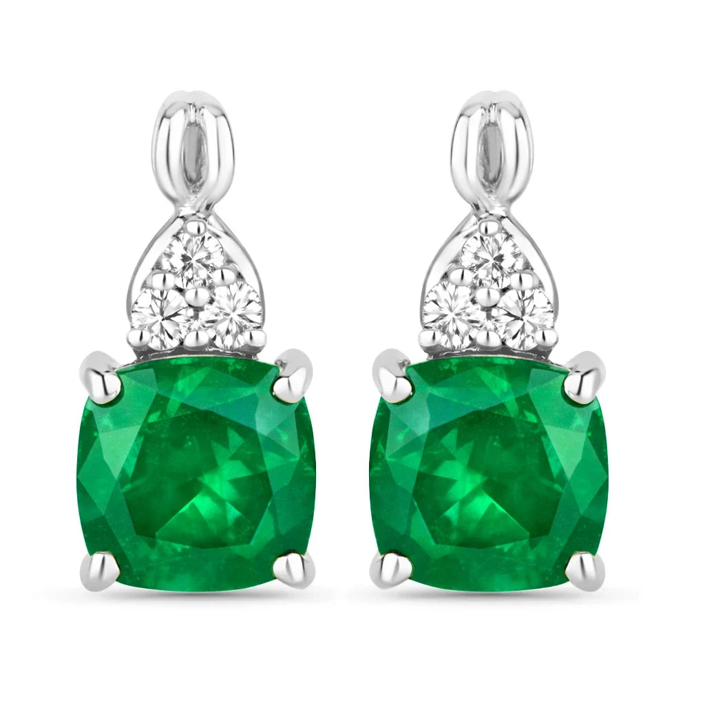 Cushion Diamond Accent Drop Earrings