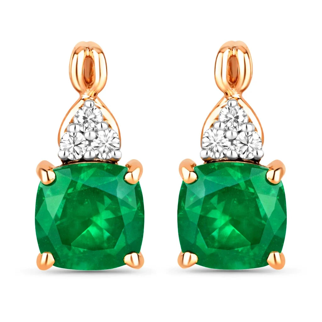 Cushion Diamond Accent Drop Earrings