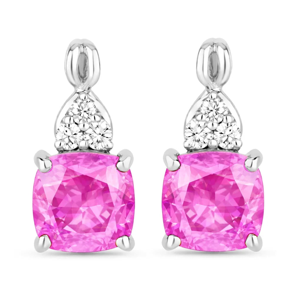 Cushion Diamond Accent Drop Earrings