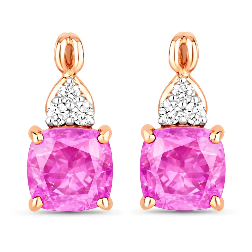 Cushion Diamond Accent Drop Earrings