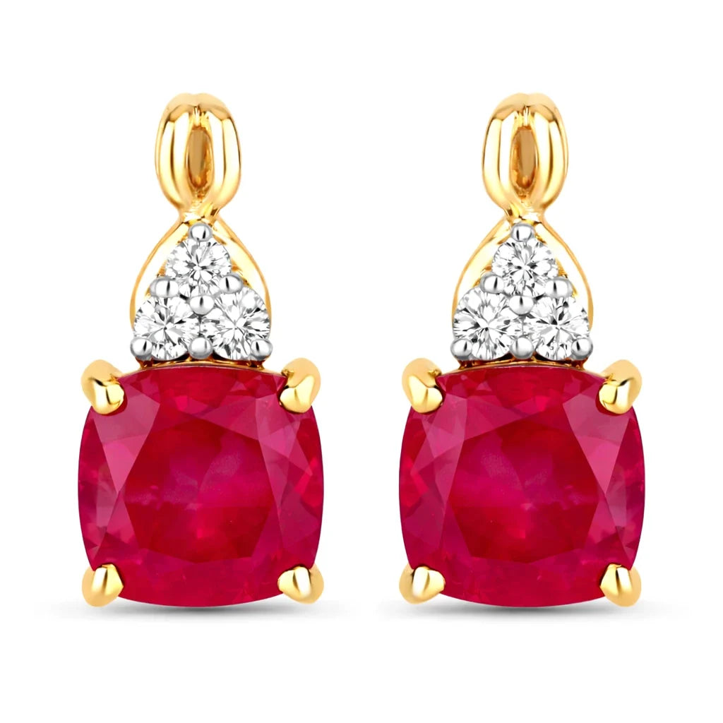 Cushion Diamond Accent Drop Earrings