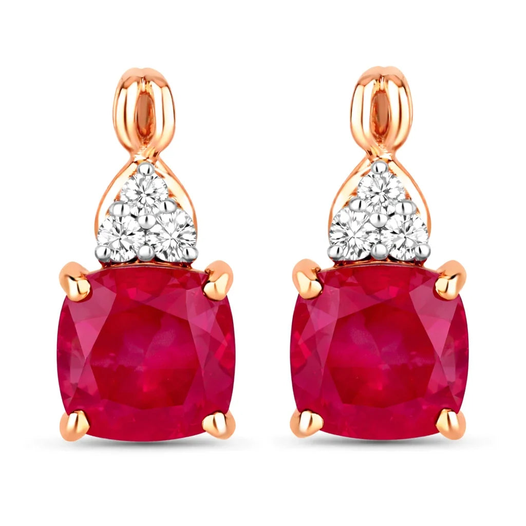 Cushion Diamond Accent Drop Earrings