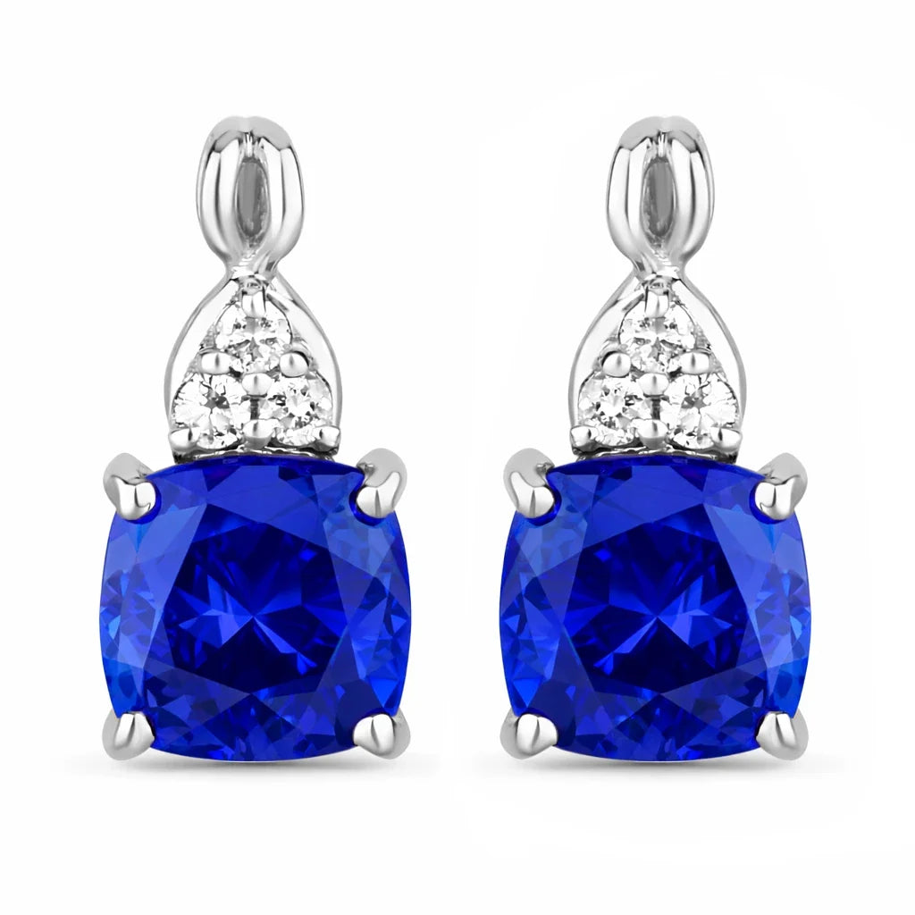 Cushion Diamond Accent Drop Earrings