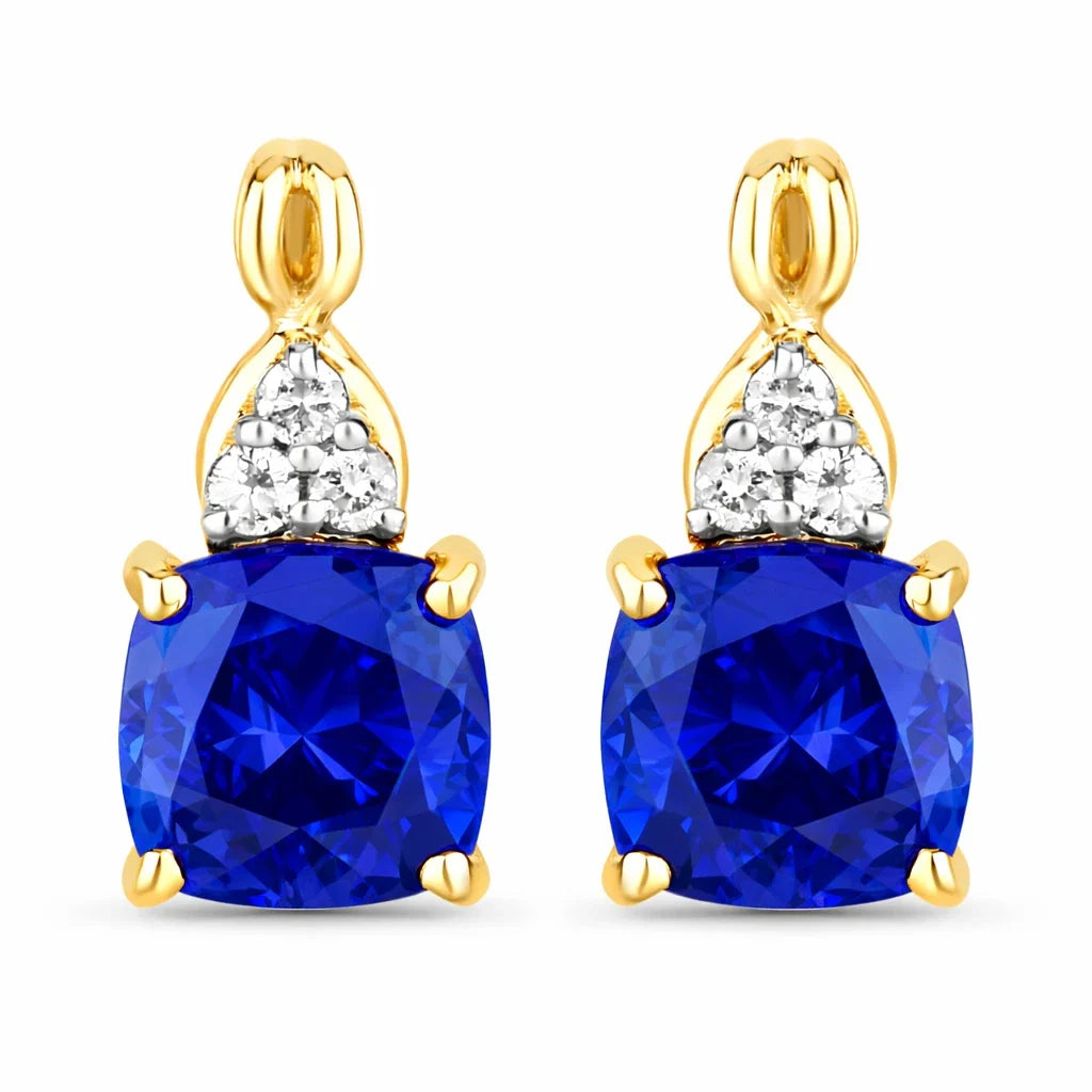 Cushion Diamond Accent Drop Earrings