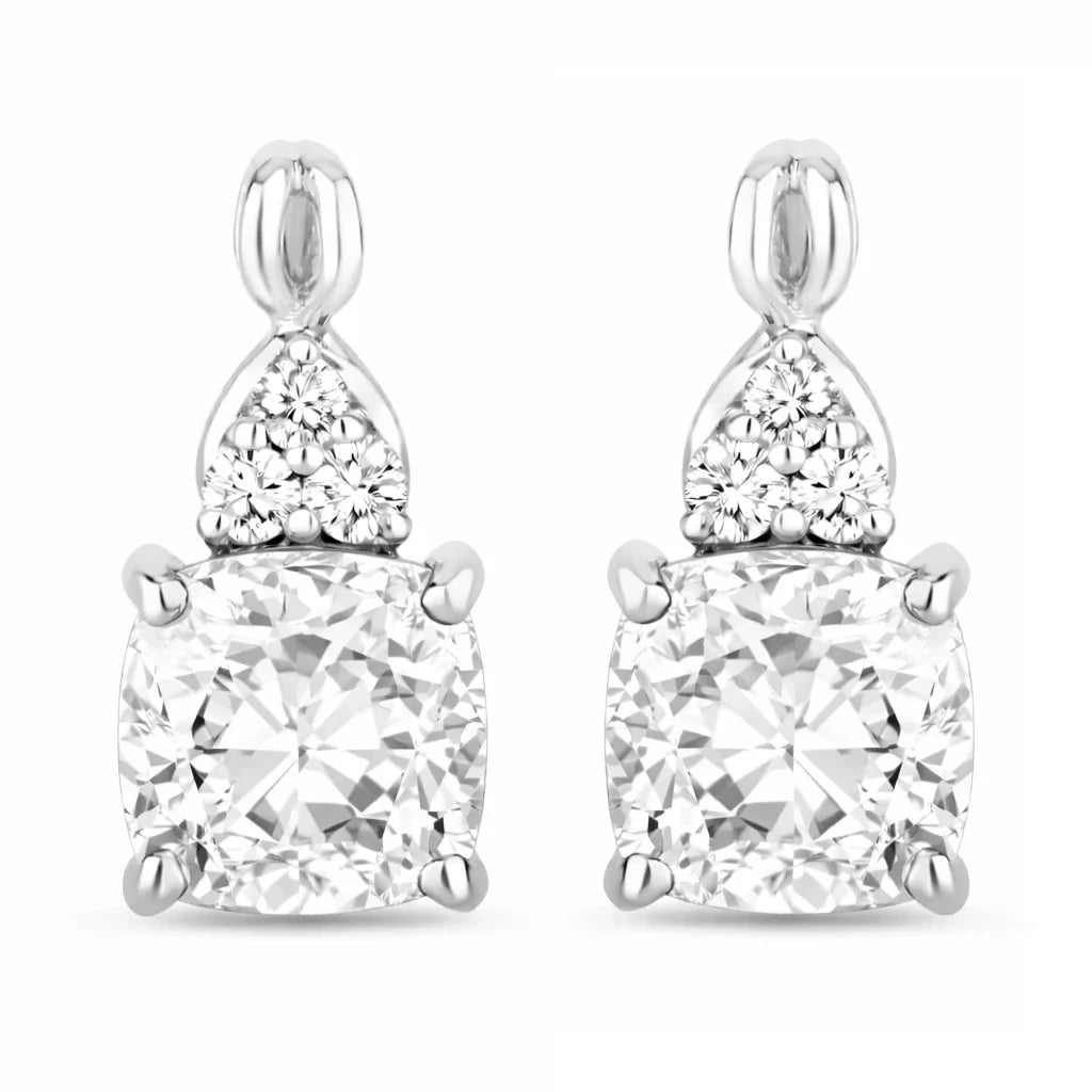 Cushion Diamond Accent Drop Earrings