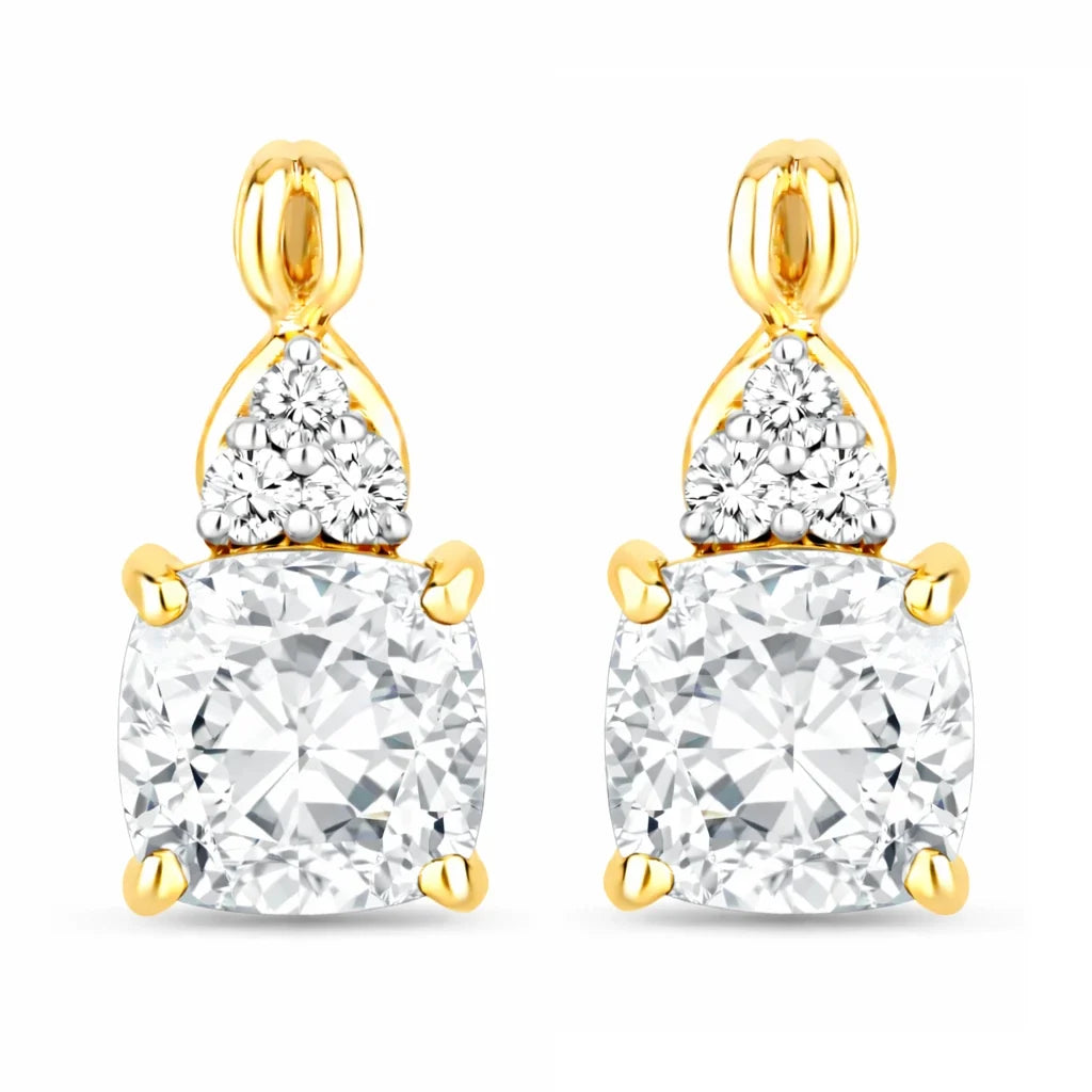 Cushion Diamond Accent Drop Earrings
