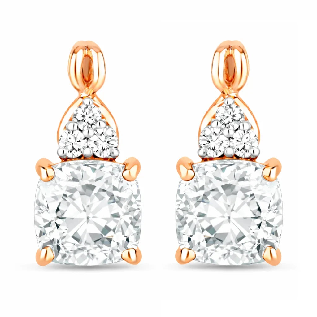 Cushion Diamond Accent Drop Earrings