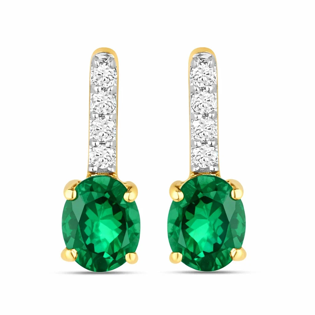 Petite Oval Diamond Accent Drop Earrings