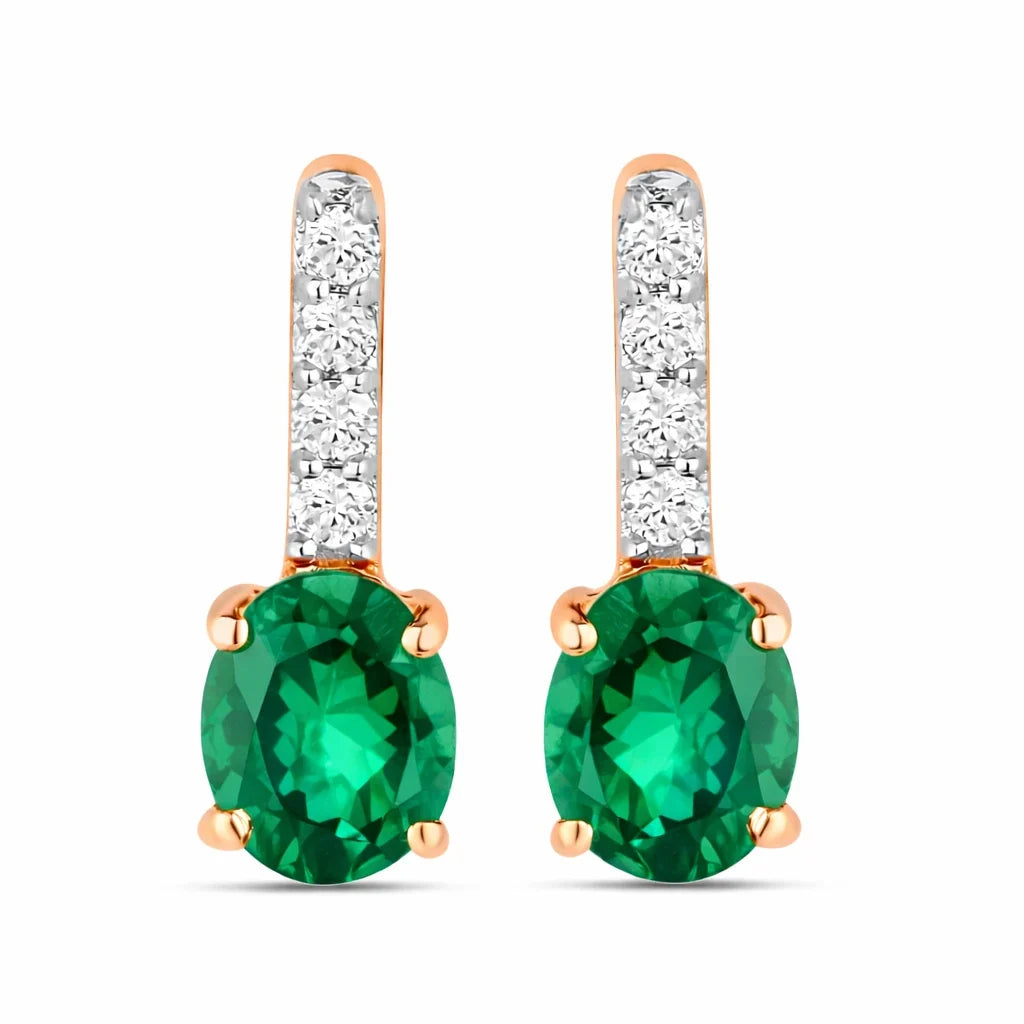 Petite Oval Diamond Accent Drop Earrings