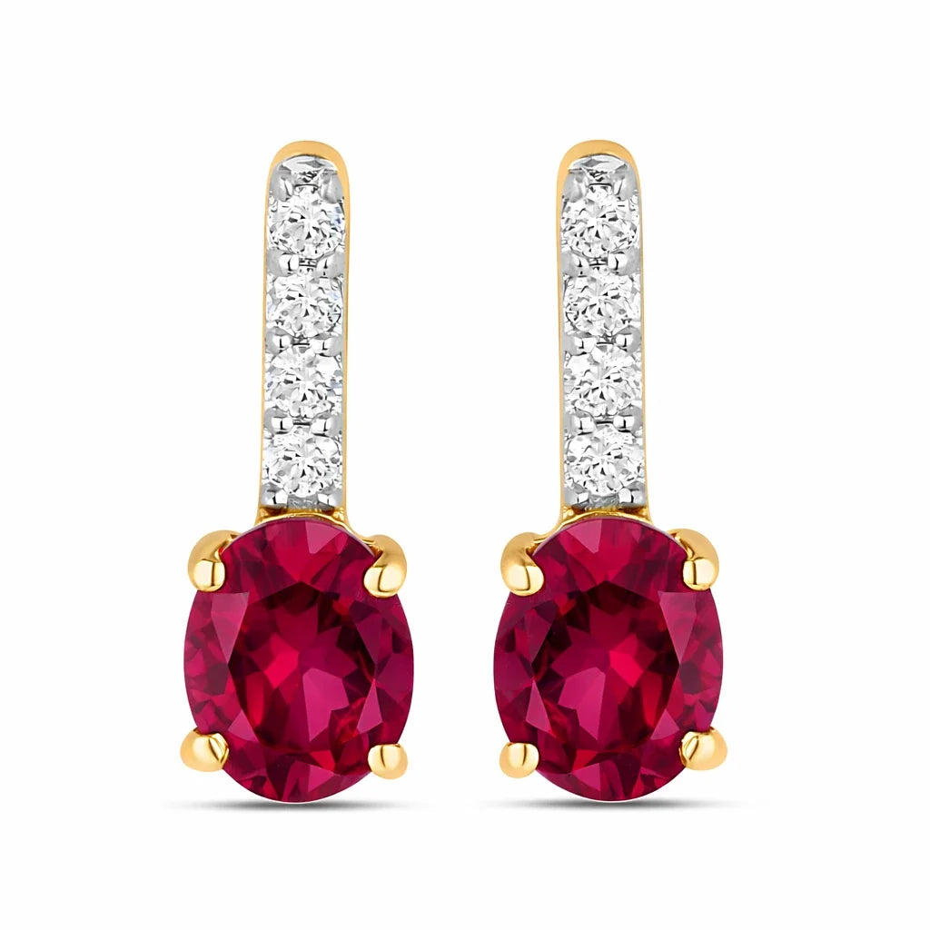 Petite Oval Diamond Accent Drop Earrings