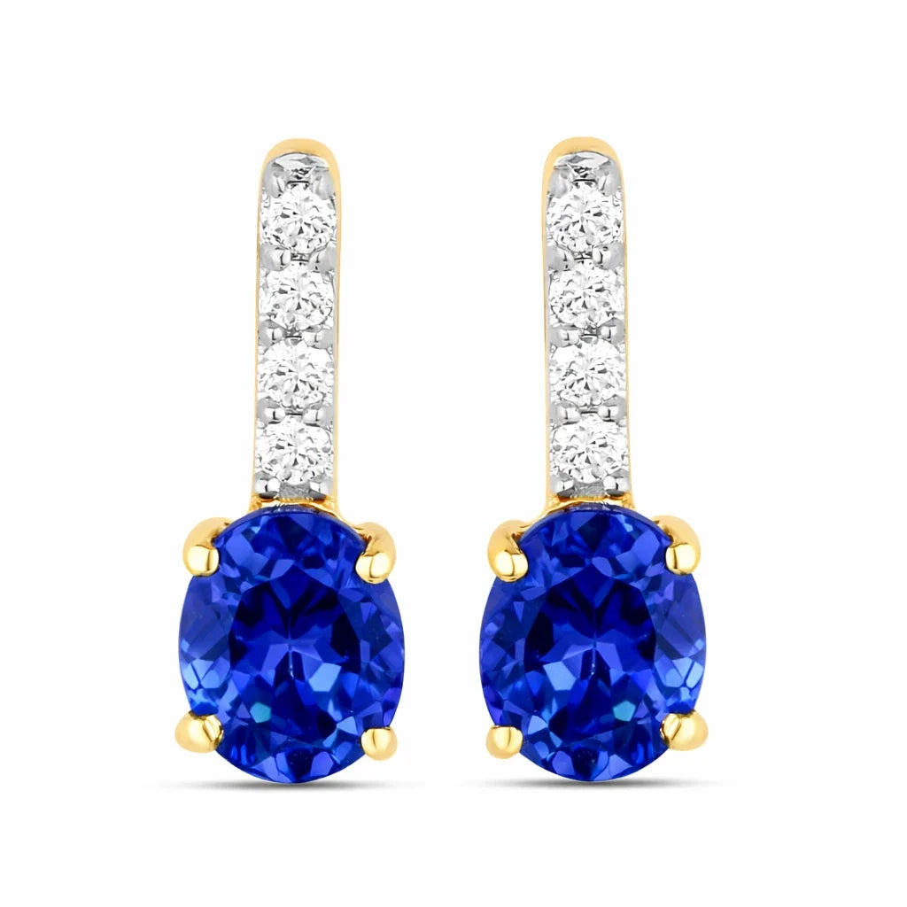 Petite Oval Diamond Accent Drop Earrings