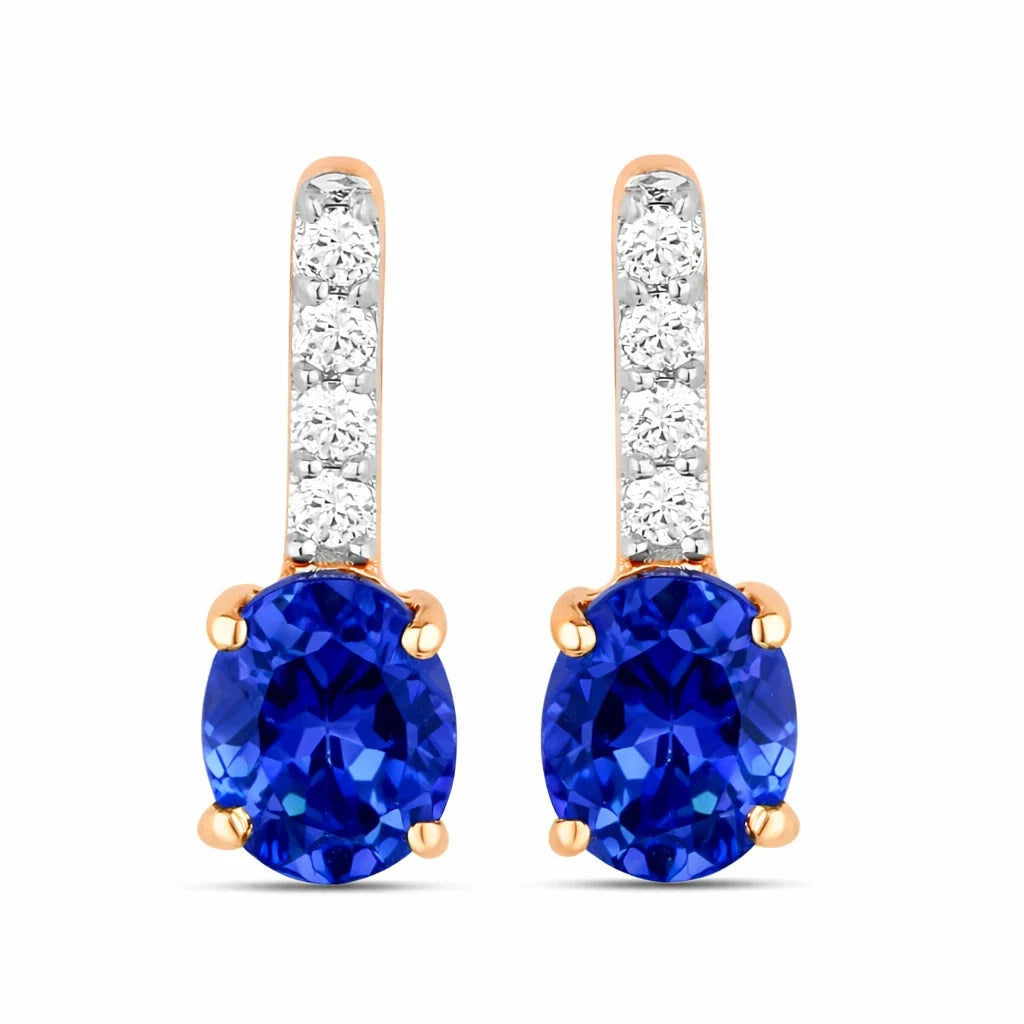 Petite Oval Diamond Accent Drop Earrings