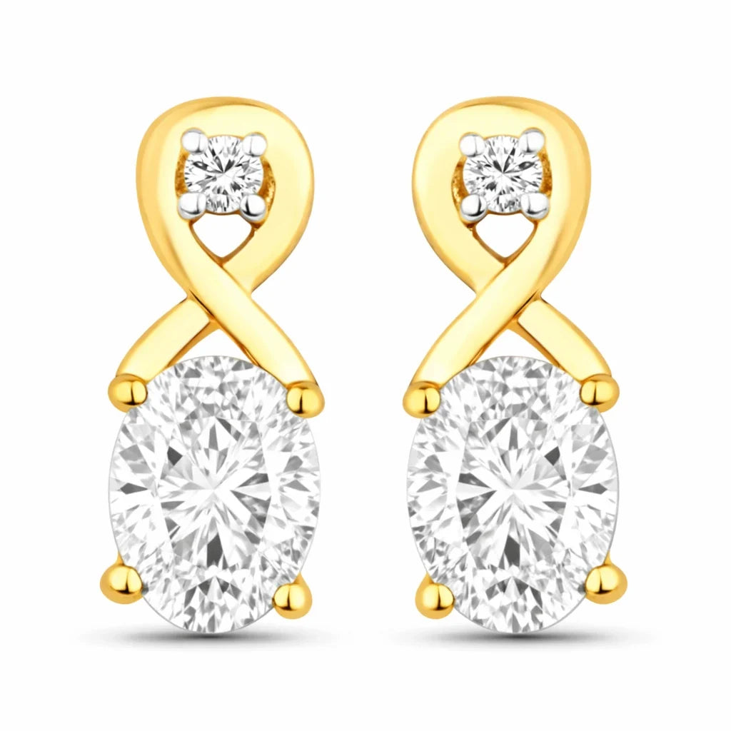 Oval Cut Diamond Accent Petite Drop Earrings