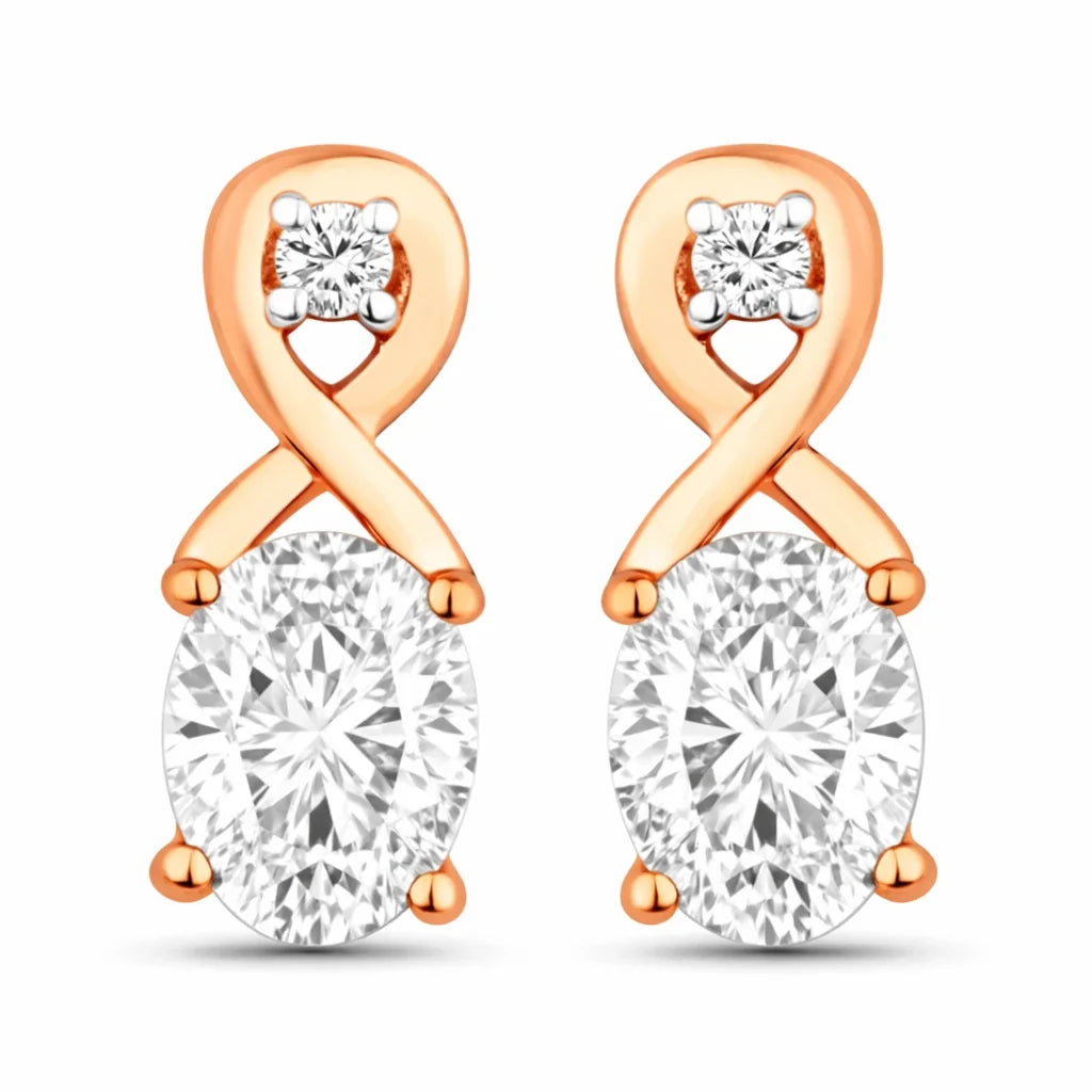 Oval Cut Diamond Accent Petite Drop Earrings