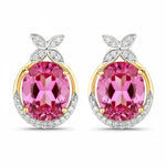 Oval Diamond Accented Floral Cocktail Earrings