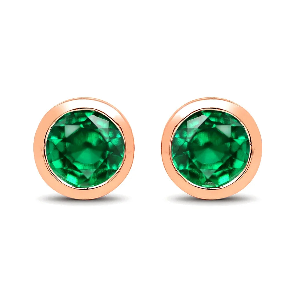 Round Bezel Set Amethyst Stud Earrings