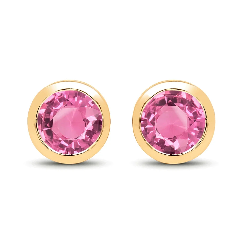 Round Bezel Set Amethyst Stud Earrings